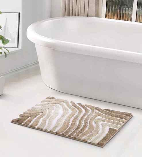 Begie Polyester Abstract 60x40 cm Bath Mat