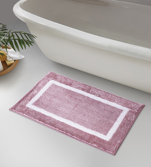 Polyester Machine Made  60 x 40 Inches Bath Mat, Blush