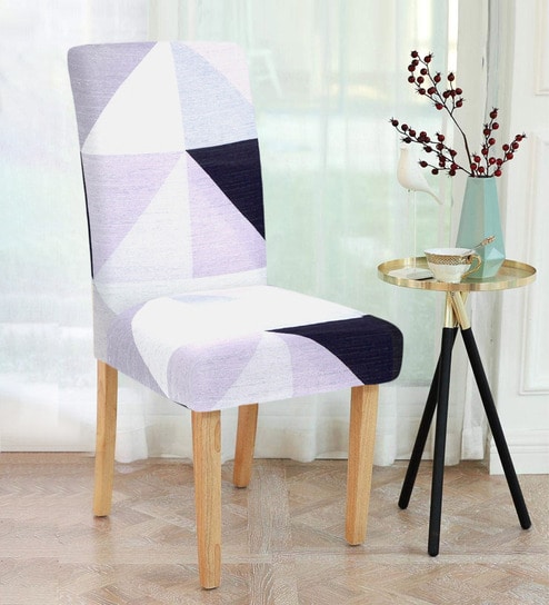 Grey Printed Polyester 15x19 Inches Stretchable Chair Cover by Cortina