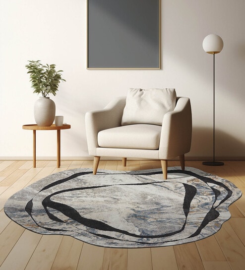 Blue Polypropylene Abstract Machine Made 13 X 19 Feet Carpet