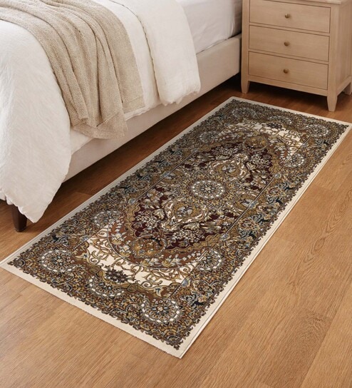Beige & Rust Polypropylene Antistatic 2 X 5 Feet Runner With Cotton Backing