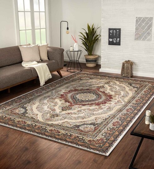 Polypropylene Classical Machine Made Carpet, 4 x 6 feet, Cream