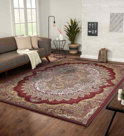 Polypropylene Persian Machine Made Carpet, 5 X 7 Feet, Brown