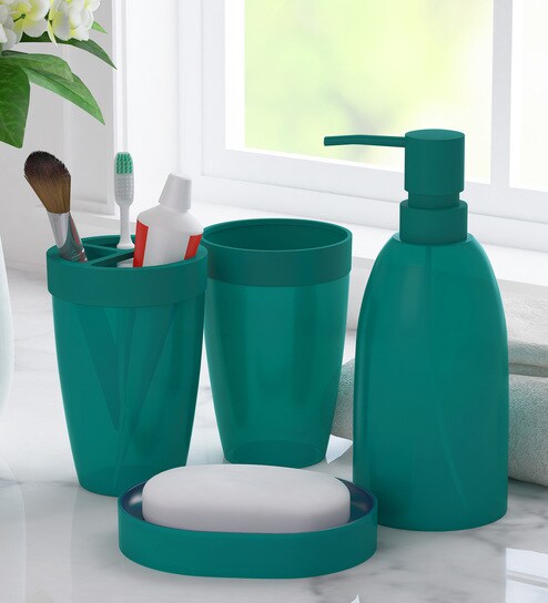 Buy Polypropylene Counter Top Bathroom Accessories In Green By