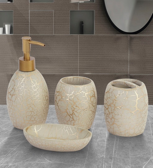 Polyresin Bathroom Set, Beige