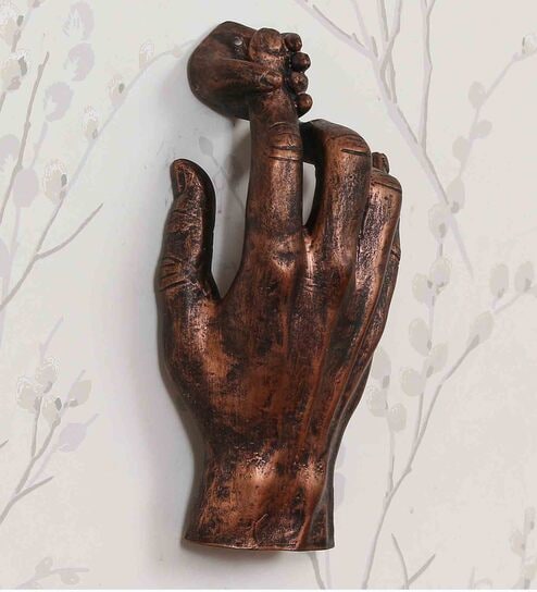 Polyresin Holding Hand Wall Art In Brown