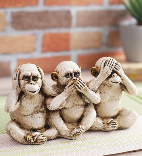 Polyresin Monkey Of Mahatma Gandhi Figurine