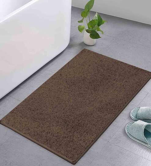 Polyster 24 x 16 Inches Mat in Brown Color by Luxe Home International