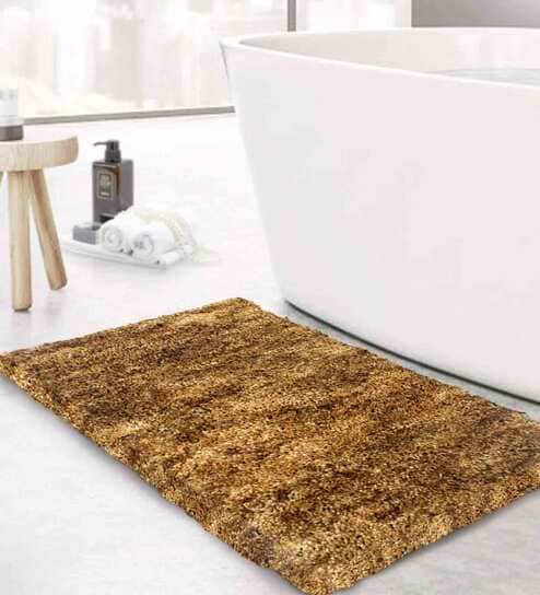 Polyster 24 x 16 Inches Bath Mat in Brown Color by Luxe Home International