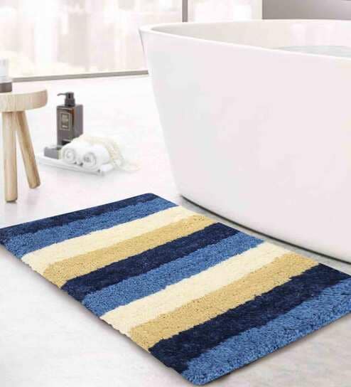 Multicolor Geometric Polyester 5x3 Inches AntiSkid Bath Mat by Luxe Home International