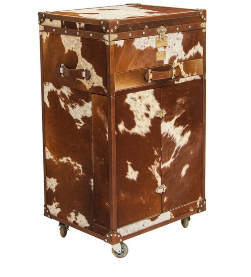 Buy Pony Hide Bar Cabinet In Brown And Beige Colour By Tiffany