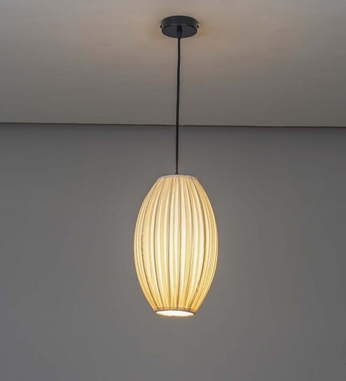 Porcelain Modern Single-Light Ceiling Pendant Lamp With White Fabric Shade
