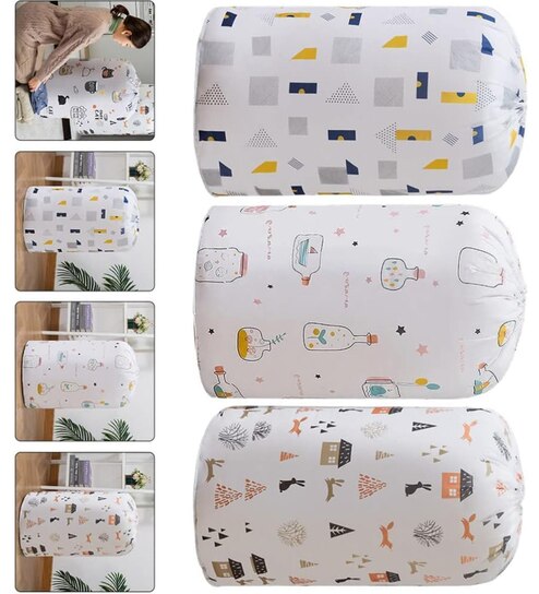 Portable Clothes & Quilt Storage Bag Non Woven Organizer (Grey)