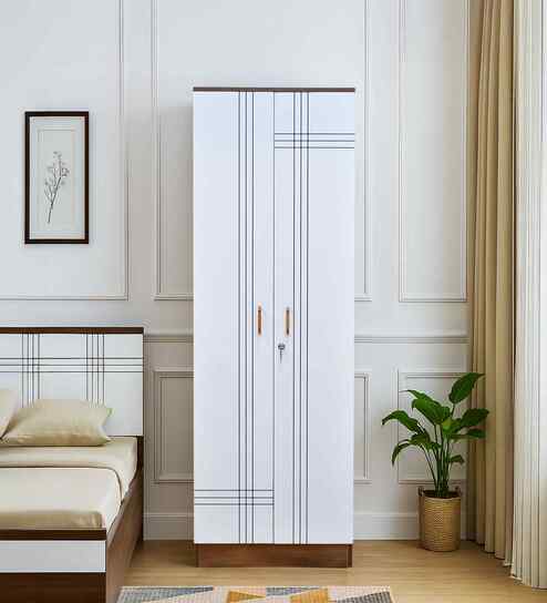 Portland 2 Door Wardrobe In Dusky Basalt And Ceramic White Finish