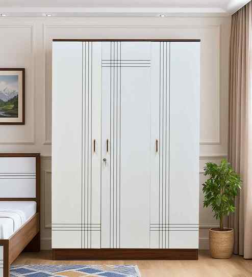Portland 3 Door Wardrobe With Drawer In Dusky Basalt And Ceramic White Finish