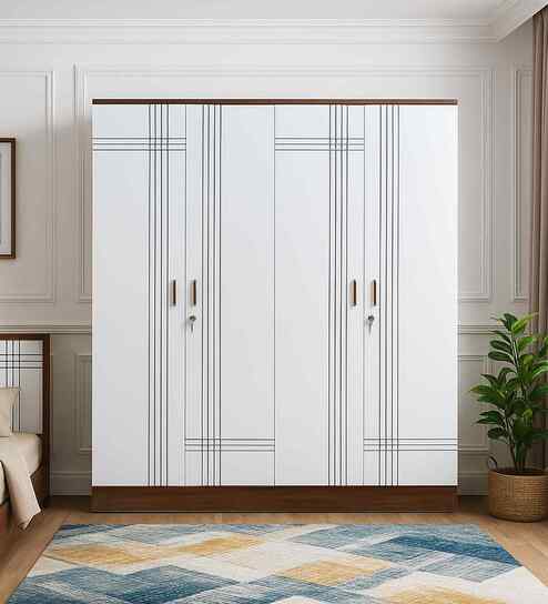 Portland 4 Door Wardrobe With Drawer In Dusky Basalt And Ceramic White Finish