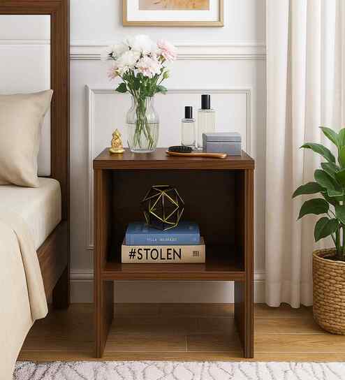 Portland Bedside Table In Planked Oak Dark Finish
