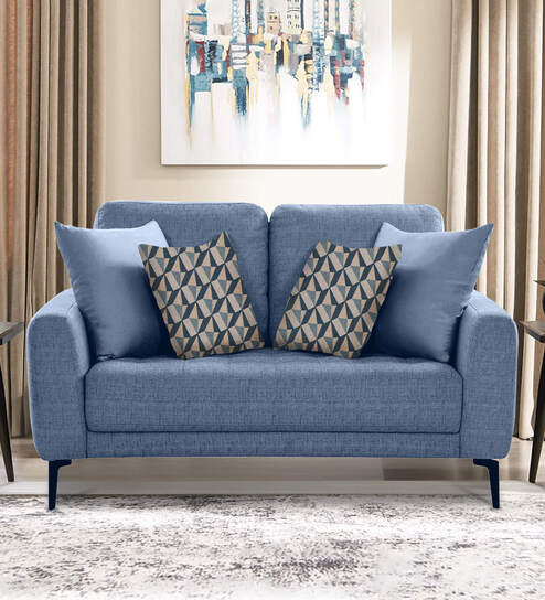 Portland Fabric 2 Seater Sofa in Blue Colour