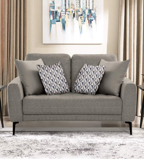 Portland Fabric 2 Seater Sofa in Grey Colour