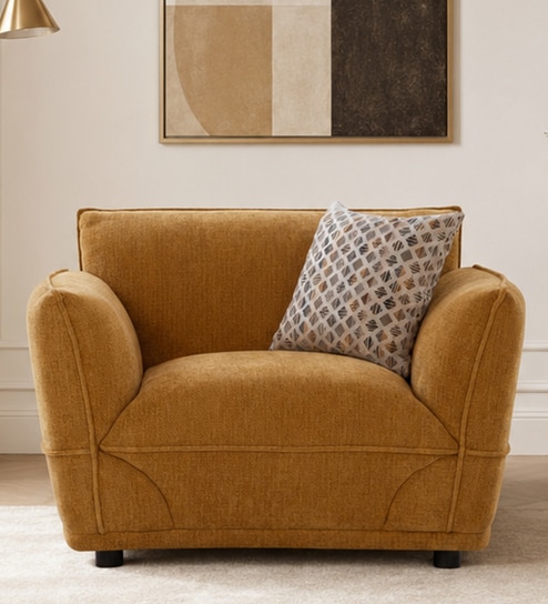 Portugal Fabric 1 Seater Sofa in Brown Colour