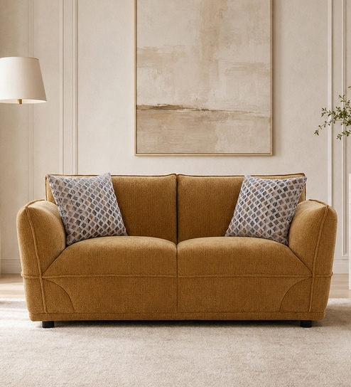 Portugal Fabric 2 Seater Sofa in Brown Colour