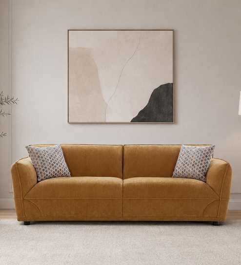 Portugal Fabric 3 Seater Sofa in Brown Colour