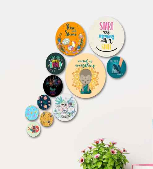 Positive Quotes Wooden Wall Hanging Decor (Set of 11)