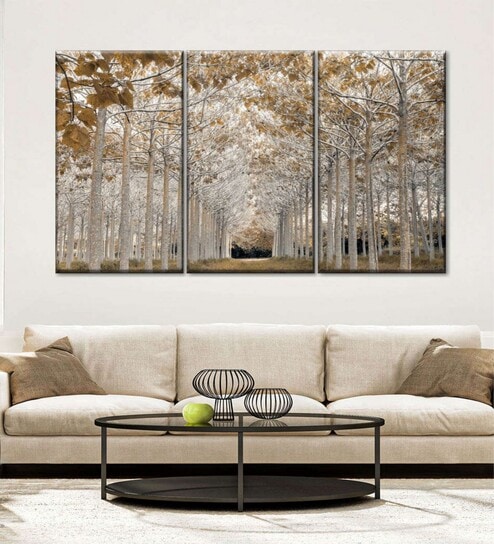 Green Beige Framed Wall Art Panels ( Set Of 3)