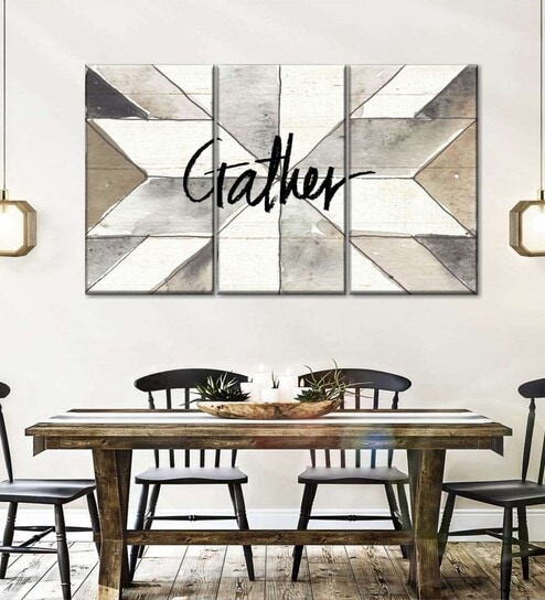 White Black Farm Memories Gather Framed Wall Art Panels ( Set Of 3)