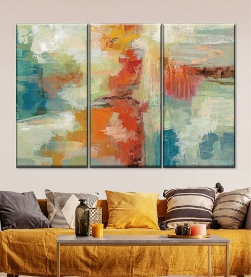 Yellow Orange-Colored Castanets Printed Framed Wall Art Panels ( Set Of 3)