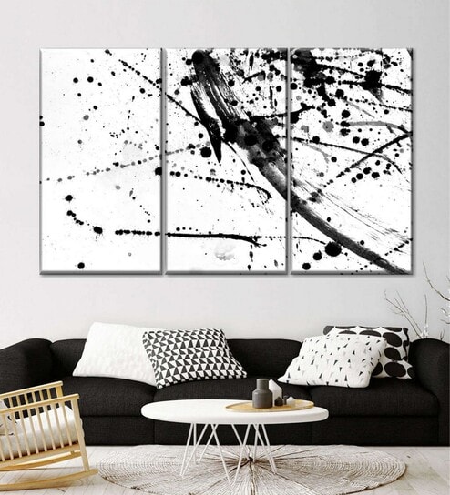 Black White Painting Wall Art Panels ( Set Of 3)