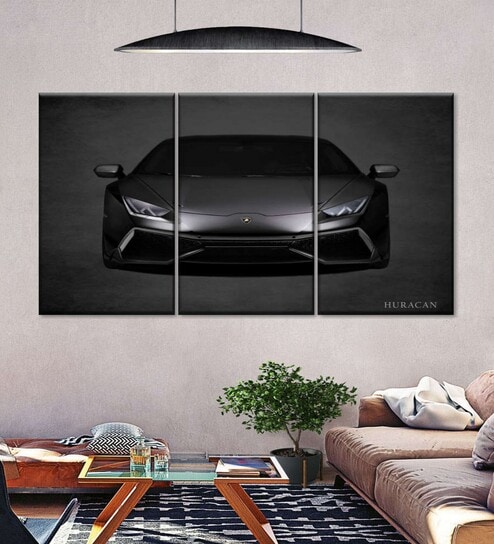 Black Lamborghini Huracan Wall Art Panels ( Set Of 3)
