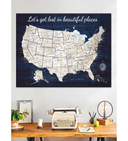 Blue Beige Framed Painting Wall Art