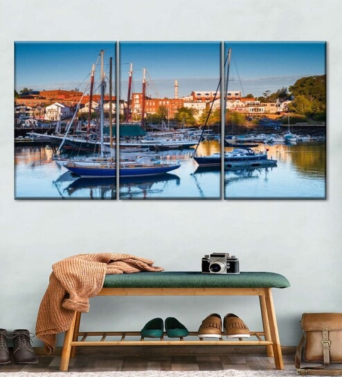 Blue Painting Wall Art Panels ( Set Of 3)