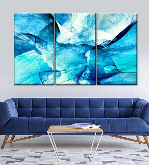 Blue Painting Wall Art Panels ( Set Of 3)