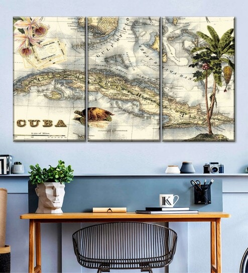 Green Beige Painting Wall Art Panels ( Set Of 3)