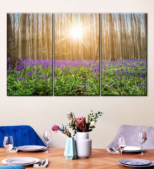 Green Forest Printed Framed Wall Art Panels ( Set Of 3)