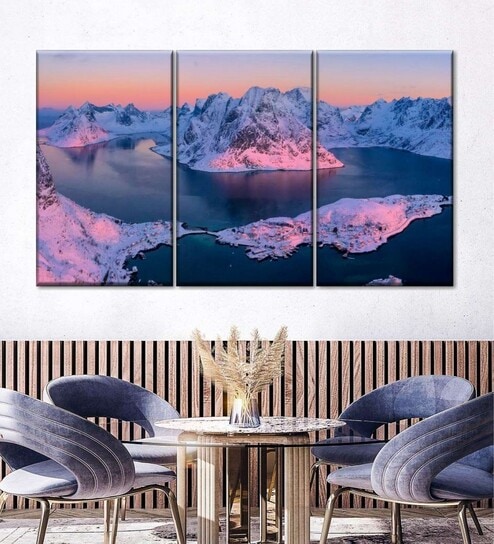 Purple Pink Sunrise Wall Art Panels ( Set Of 3)