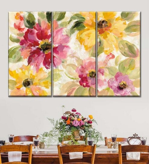 Red Green Painting Wall Art Panels ( Set Of 3)