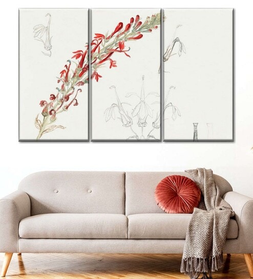 Red White Painting Wall Art Panels ( Set Of 3)