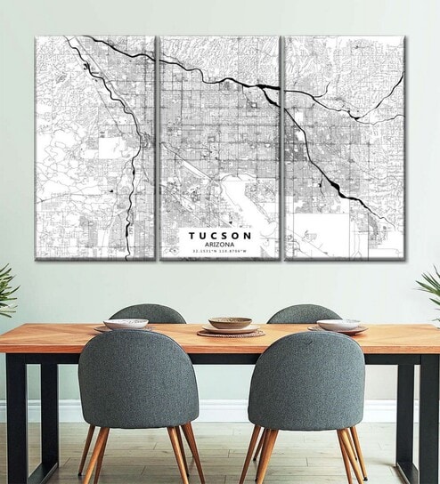 White Black Painting Wall Art Panels ( Set Of 3)