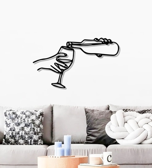 Pouring Wine In the Glass Metal Art Wall Decor
