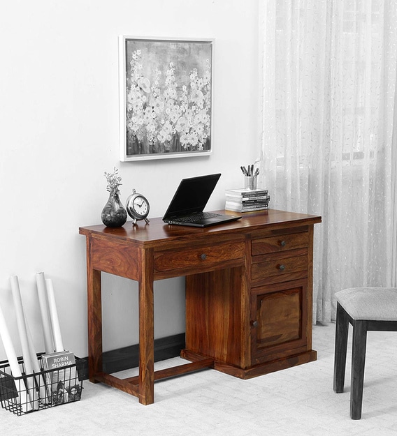 solid wood study table pepperfry