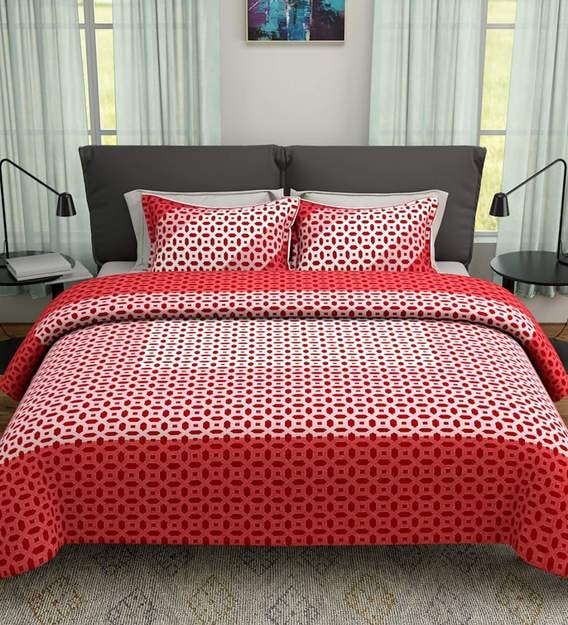 Buy Poly Cotton 180 TC Double Bed Cover With 2 Pillow Covers By Romee