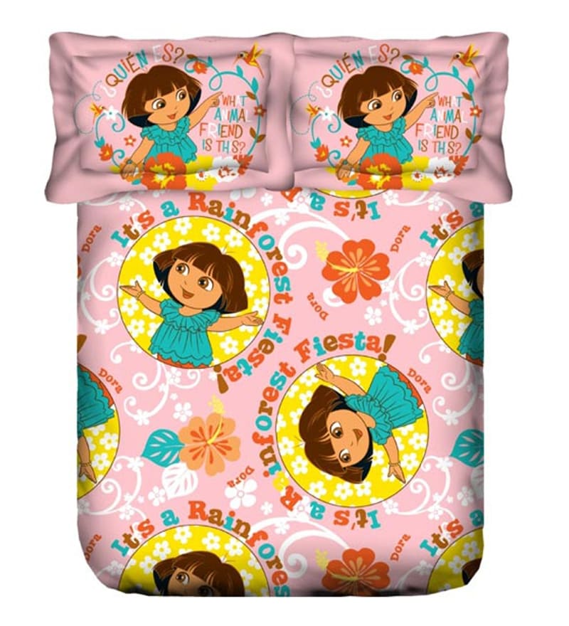 Buy Portico Dora Pink Double Bedsheet With 2 Pillow Covers Online
