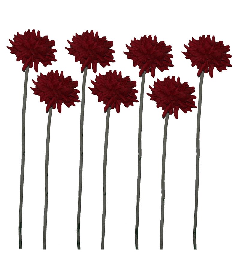 Buy Red Artificial Chrysanthemum Flower Set of 7 by Pollination