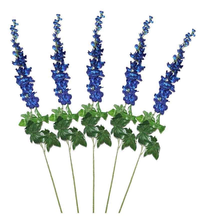 Buy Pollination Blue Delphinium Artificial Flowers Set Of 5 Online