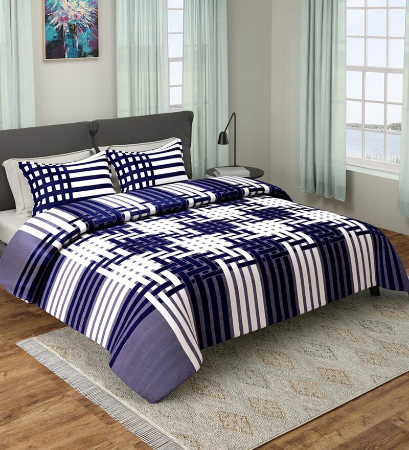 Buy Poly Cotton 180 Tc Double Bed Cover With 2 Pillow Covers By