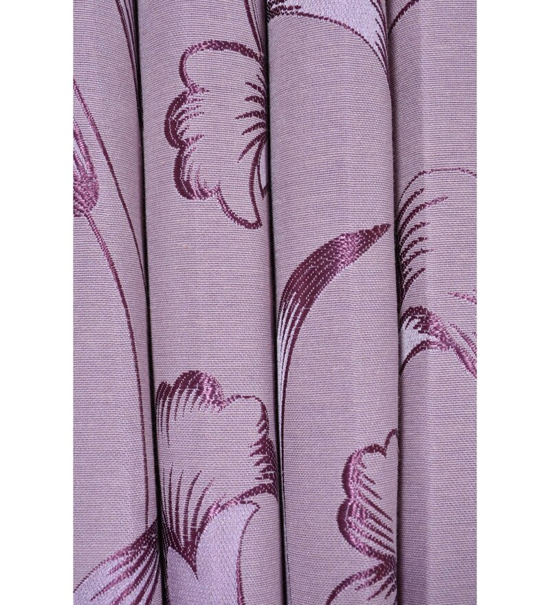 Buy Purple Polycotton Floral 7ft Blackout Eyelet 2 Pcs Door Curtains by