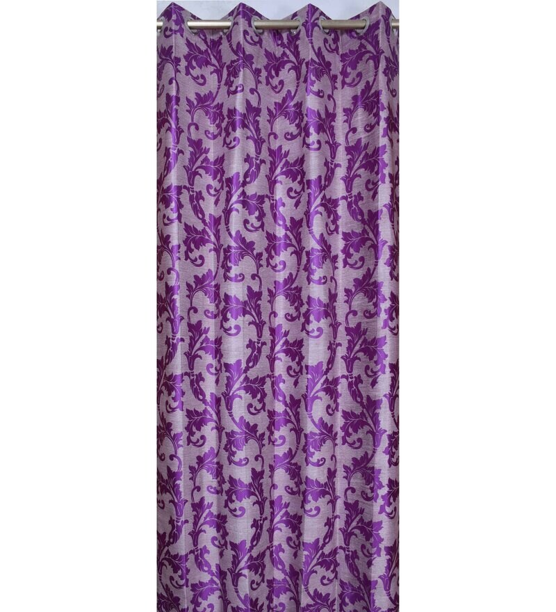 Buy Purple Polycotton Semisheer 7 Feet Eyelet Curtain (Set of 2) by